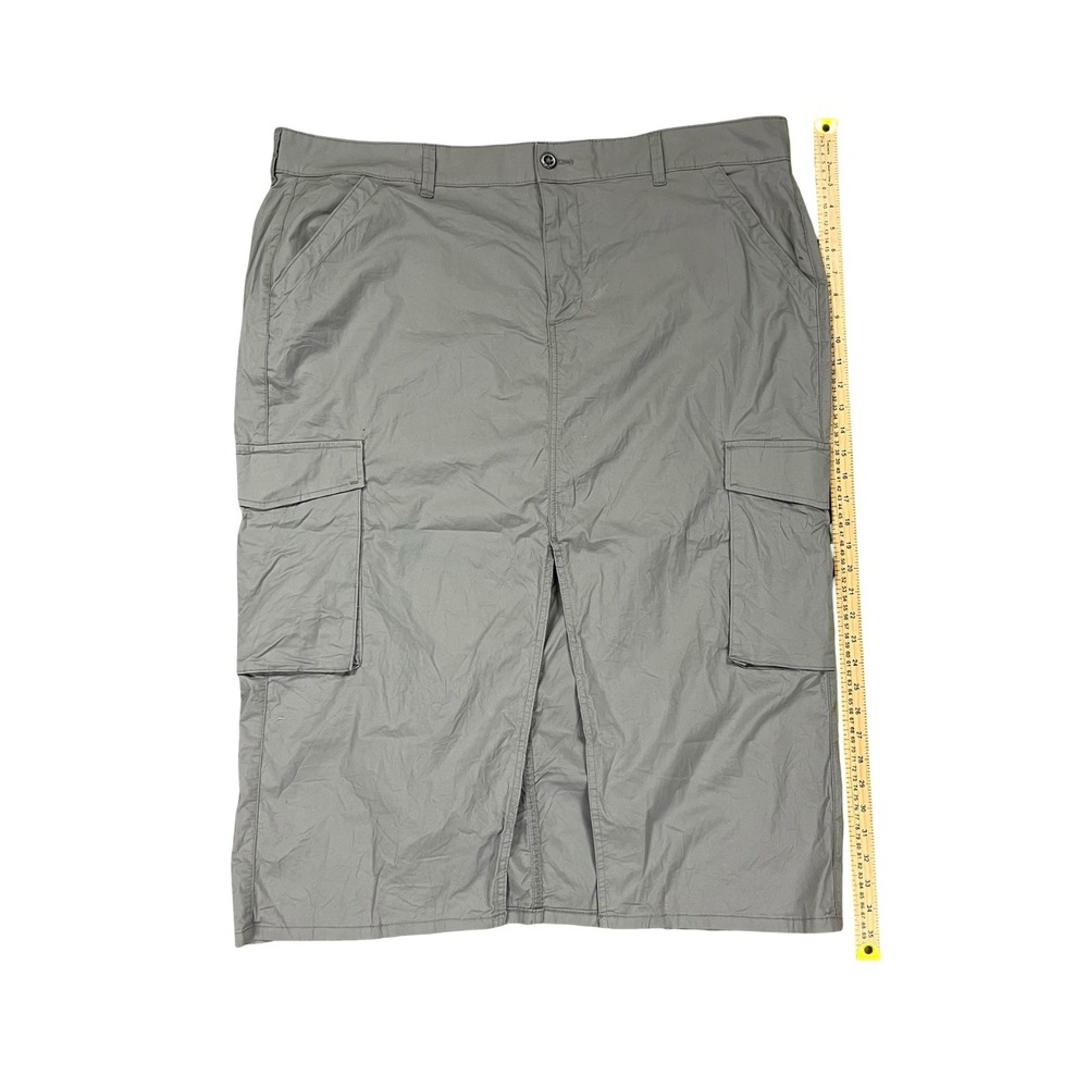 Torrid Womens Plus Size 24 Cargo Midi Skirt Slit Pockets Gray Y2K Utility Skirt